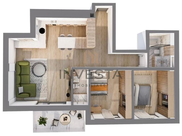 Apartament cu 3 camere semidecomandat în Central
