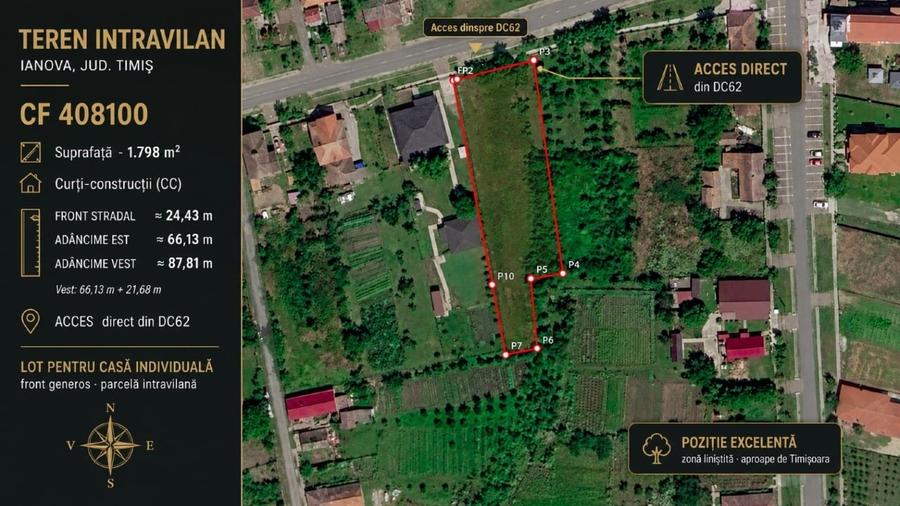 Teren Construcții intravilan de 1798 mp, în Ianova