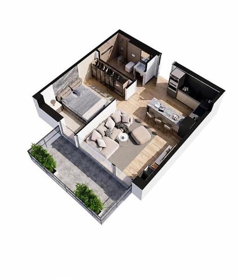 Apartament cu 2 camere semidecomandat în Aviației