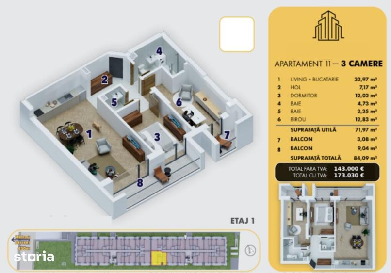 {Metrou Berceni, doar 5 minute} | Apartament 3 camere | - 2