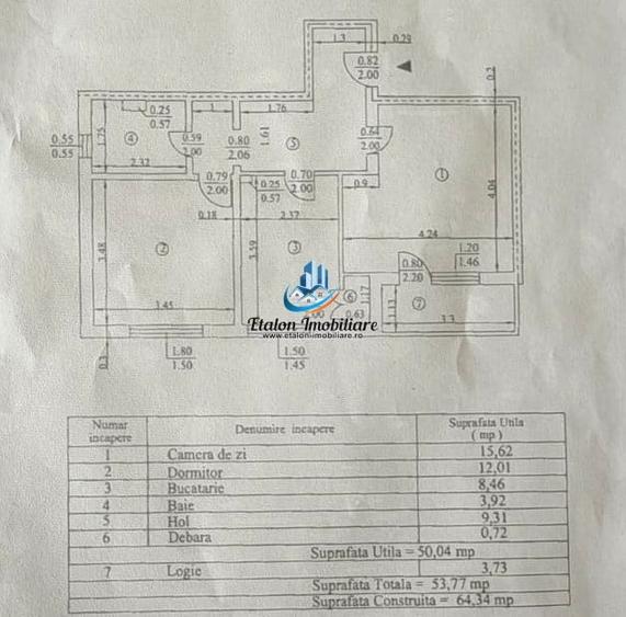 Apartament cu 2 camere decomandat în Central
