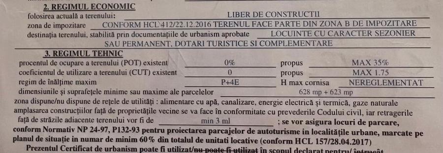 Teren Construcții intravilan de 1251 mp, în Nord