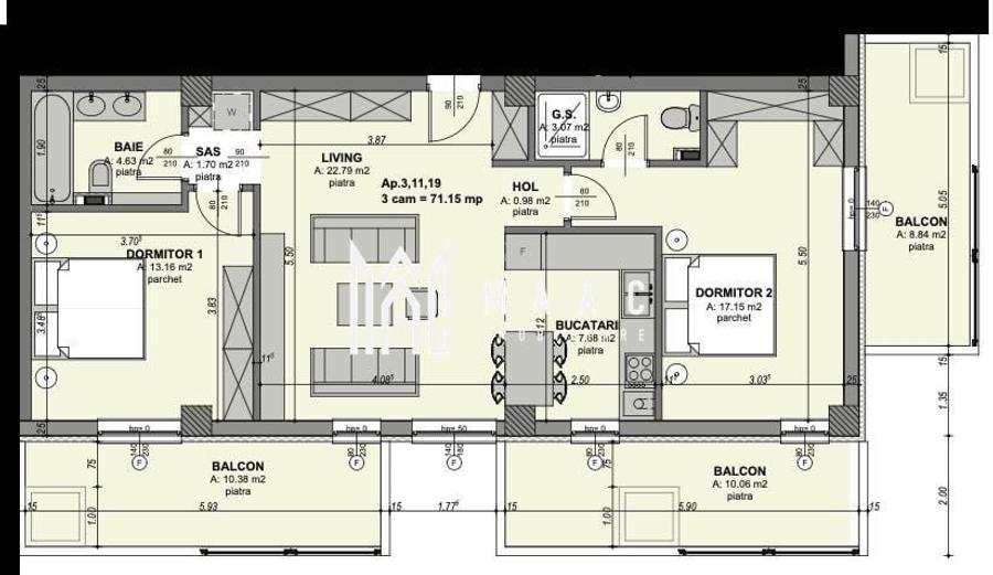 Apartament cu 3 camere semidecomandat în Hipodrom 1