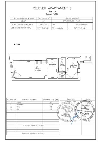 Apartament cu 2 camere nedecomandat în Ultracentral