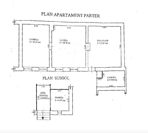Apartament cu 2 camere în Terezian