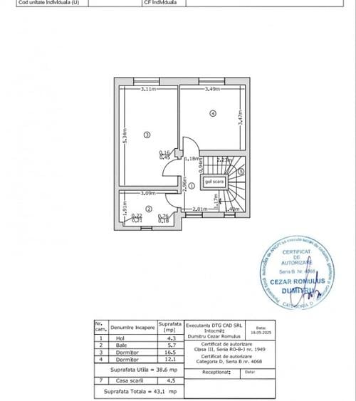 Duplex cu 5 camere cu Canalizare în Pipera