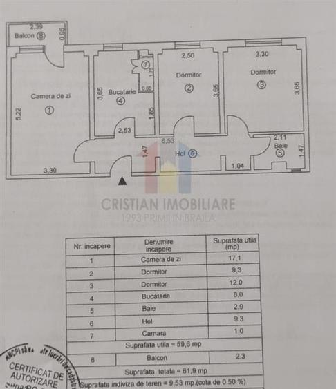 Apartament cu 3 camere decomandat, mobilat în Viziru 3