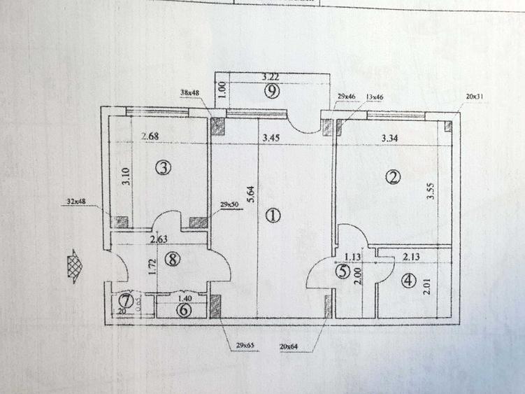 Apartament cu 2 camere semidecomandat în Tineretului