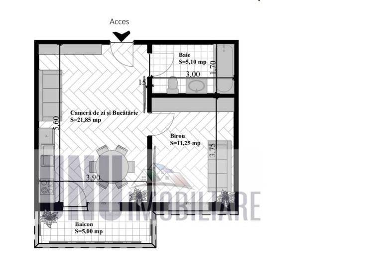 Apartament cu 2 camere decomandat în Vișani