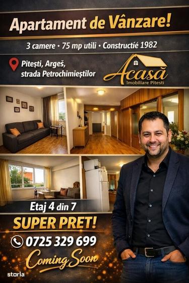 Apartament cu 3 camere decomandat în Prundu