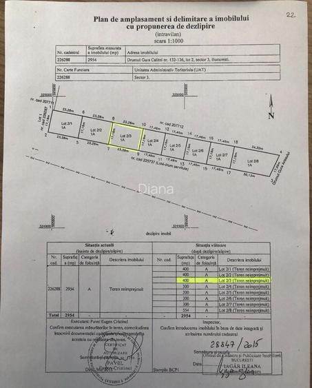 Teren construibil 400 mp + 100 mp drum de servitute Gura Calitei Sector 3, Bucuresti