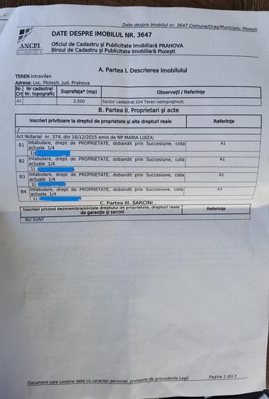Teren de 2500 mp, în Est