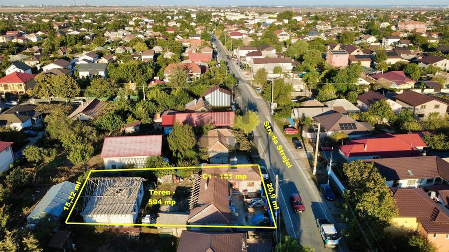 Casă individuală cu 3 camere cu Canalizare în Cumpăna
