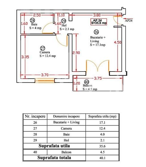 Apartament cu 2 camere semidecomandat în Giroc