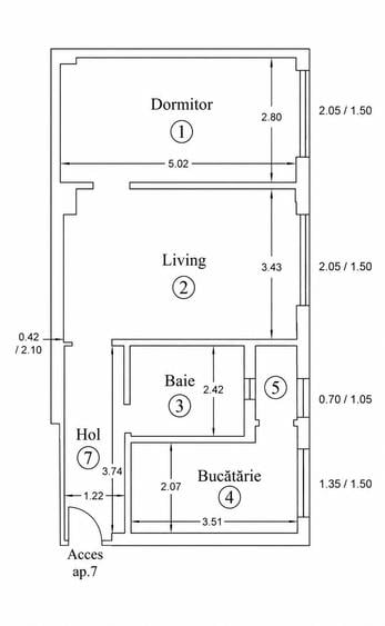 Apartament cu 2 camere semidecomandat în Drumul Carului