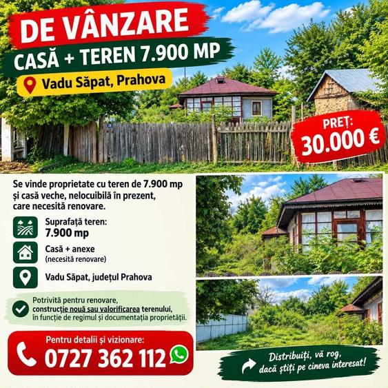 Casă cu 2 camere în Vadu Săpat