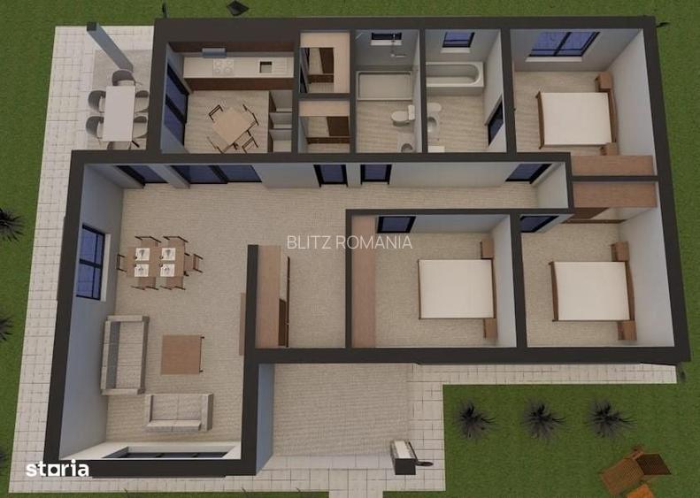 Casa la rosu parter, zona excelenta 3 camere, terasa, teren 6 arii