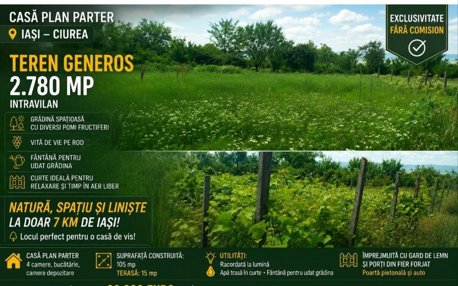 Casă individuală cu 4 camere cu Teren 2780 Mp în Ciurea