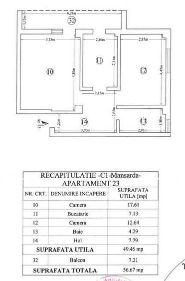 Apartament 2 camere decomandat 56.57 mp Valea Adanca - 1