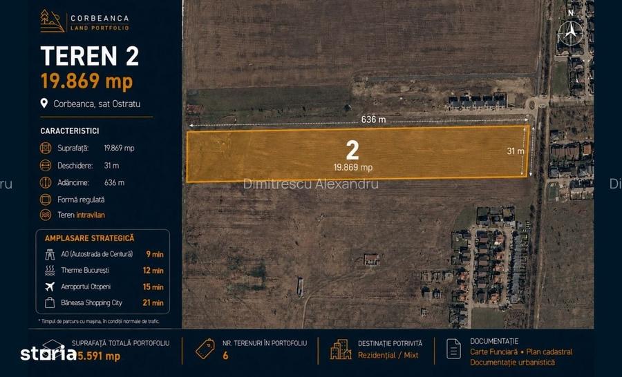 6 terenuri intravilane in Corbeanca 8.75026.596 mp, de la 33 euro/mp