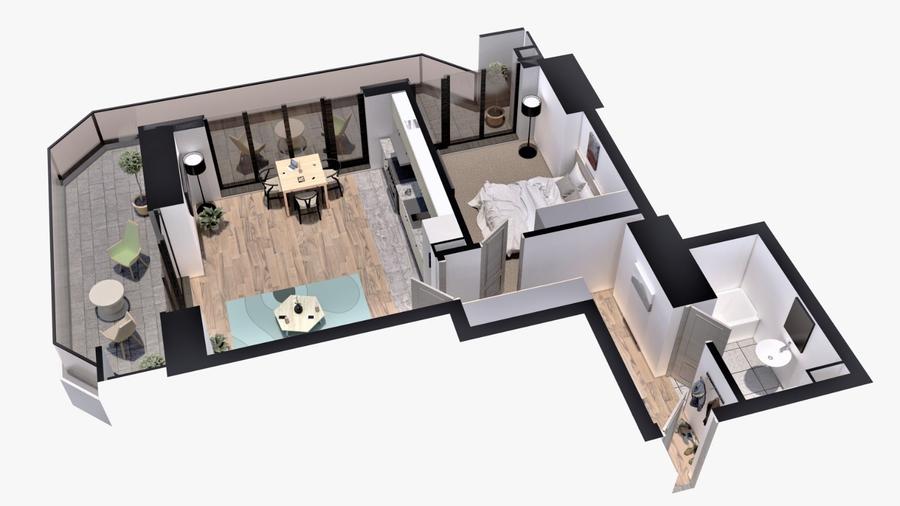 Apartament cu 2 camere semidecomandat în Nord