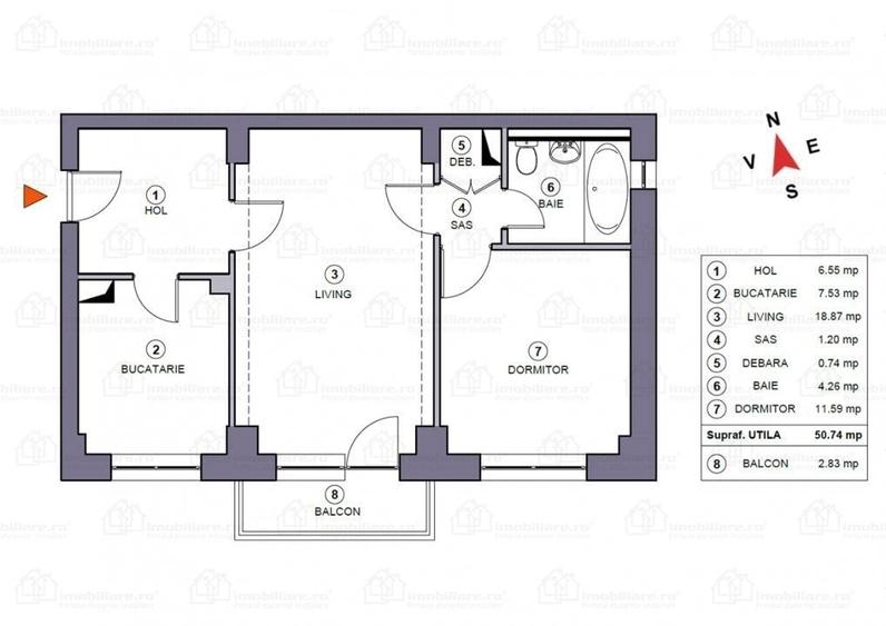 Apartament cu 2 camere semidecomandat, mobilat în Titan