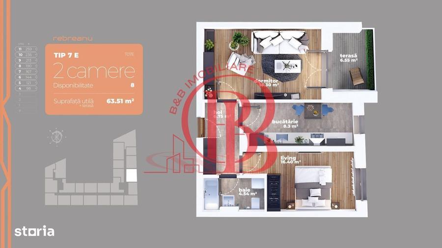 Apartament cu 2 camere în Liviu Rebreanu