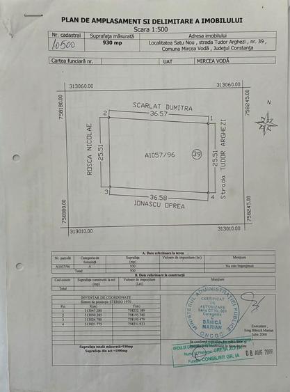 Teren de 1000 mp, în Exterior Vest