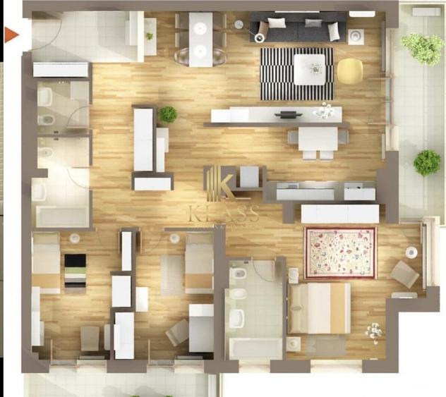 Apartament cu 4 camere, mobilat în Băneasa