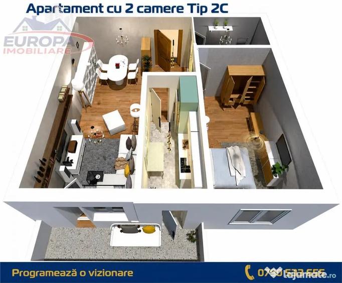Apartament cu 2 camere decomandat în C5