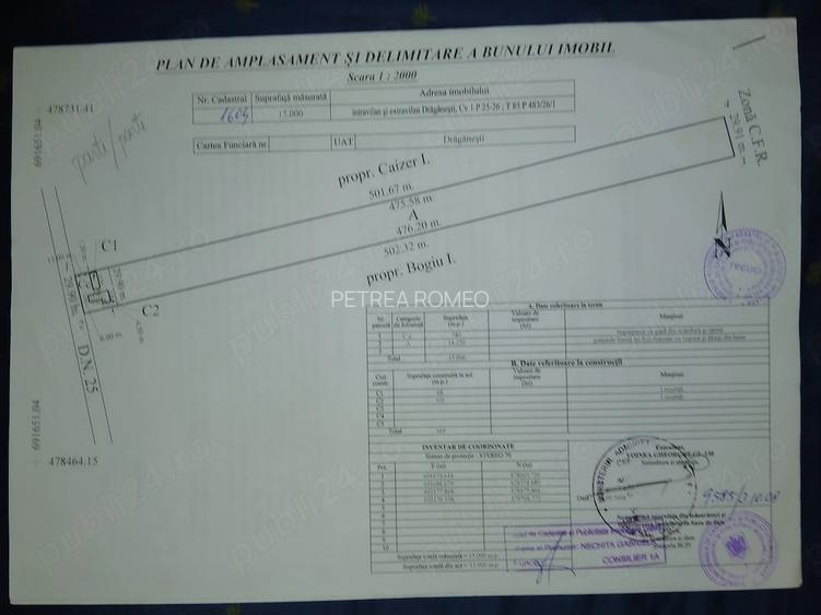 Teren de vanzare in comuna Draganesti, situat intre DN25 si calea ferata S= 9,9mx321m=3178 mp