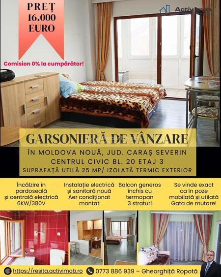 Moldova Noua, Garsoniera 25, 09 mp gata de mutare! - 6