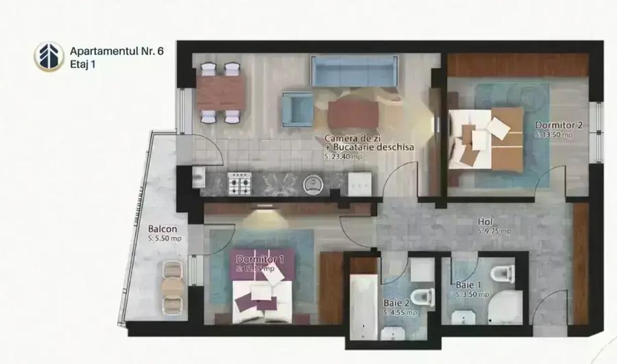 Apartament cu 3 camere decomandat în Ștefan cel Mare