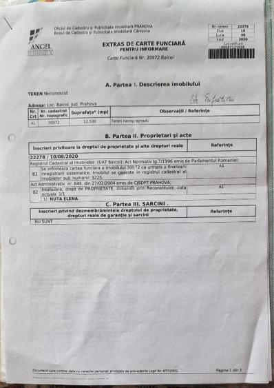 Vand teren intravilan Baicoi - 1