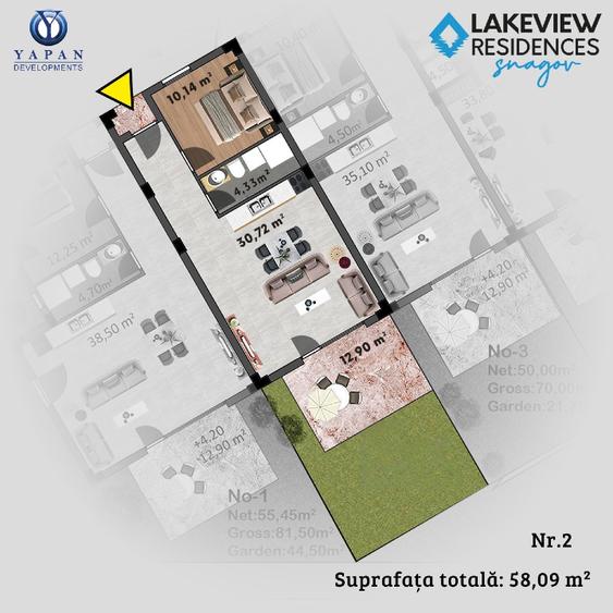 Apartament cu 2 camere în Tâncăbești