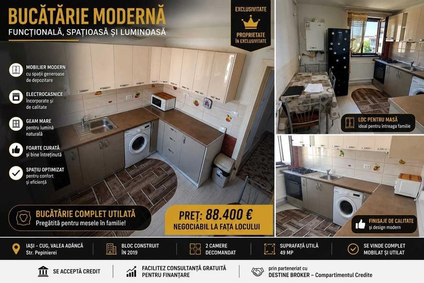 Apartament cu 2 camere decomandat în Cug