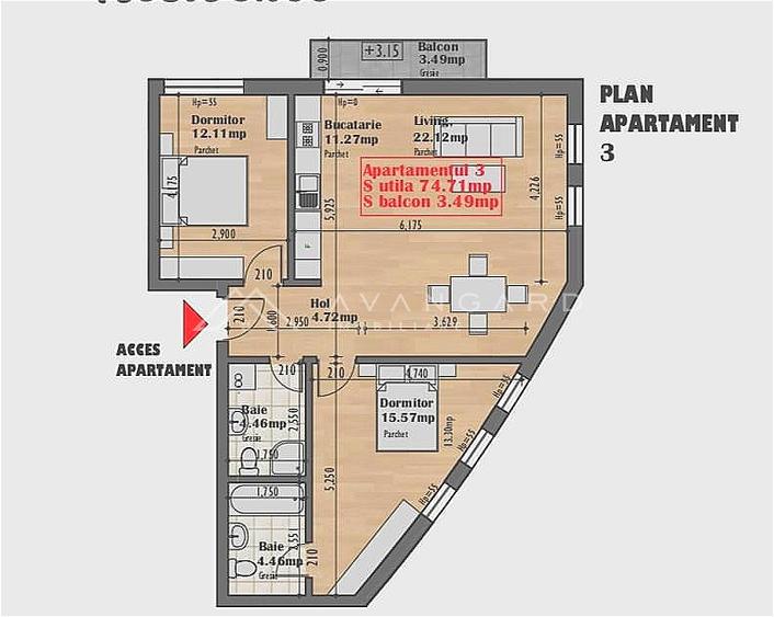 Apartament 3 Cam | Semidecomandat | zona Auchan Iris - 1