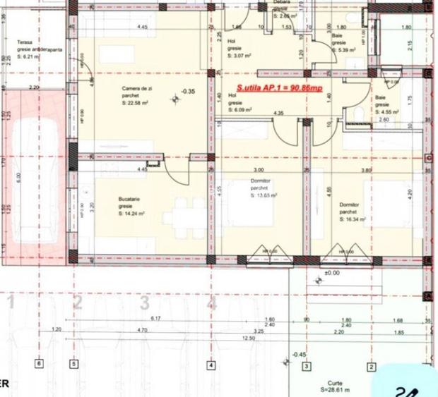 Apartament cu 3 camere, 91mp, gradina, zona Giroc