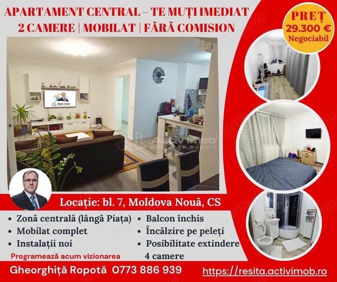 Apartament 2 camere in zona centrala Moldova Noua, langa piata - 1