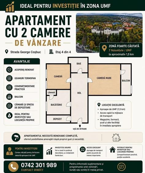 Apartament cu 2 camere în Central