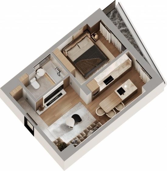 *BLOC NOU*Apartament 1 camera 45 mp,Pasarela Octav Bancila - 1