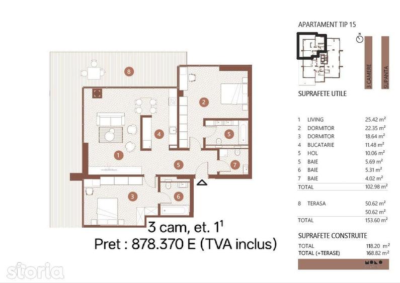 3 camere tip duplex | Terasa 20 mp | Floreasca | Cladire noua 2026 - 14