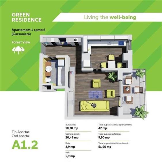 Apartamente cu 1 camere Tudor - Green Residence amenajate. - 3