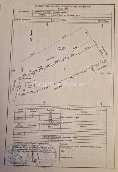 Teren intravilan de vânzare – Pitești, Str. Războieni nr. 57 – 1.264 mp | Toate