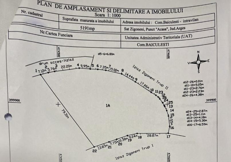 Teren deal, vedere lac Zigoneni, la padure si izlaz, utilitati, acces A1 - 5