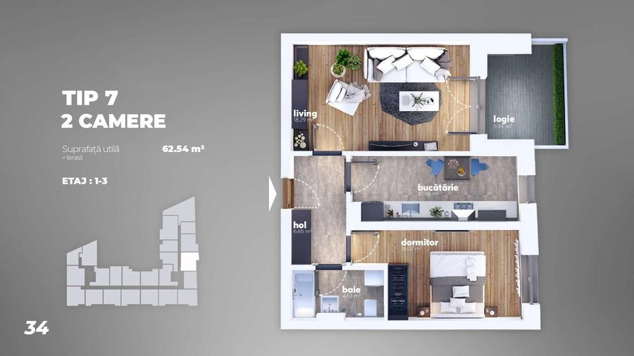 2 camere /1 Decembrie 1918/ Auchan Titan/ DEZVOLTATOR - 1