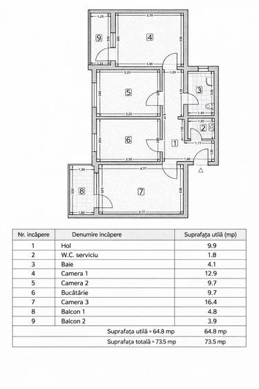 apartament 3 camere , decomandat, langa plaja, vedere la mare, 160000 euro - 3