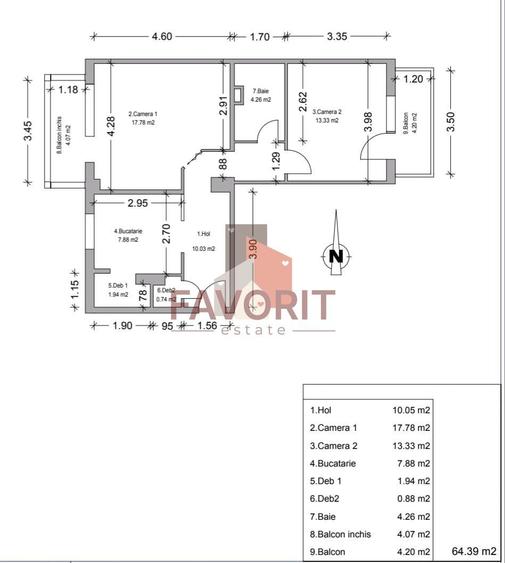2 camere | centrala proprie | 2 balcoane | mobilat si utilat | zona excelenta | - 7