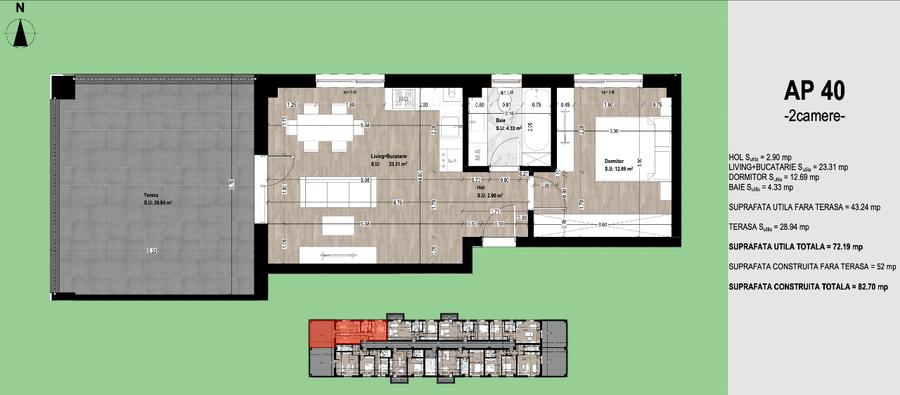 Direct proprietar | Penthouse 2 camere cu terasă spectaculoasă, loc parcare Lara - 2