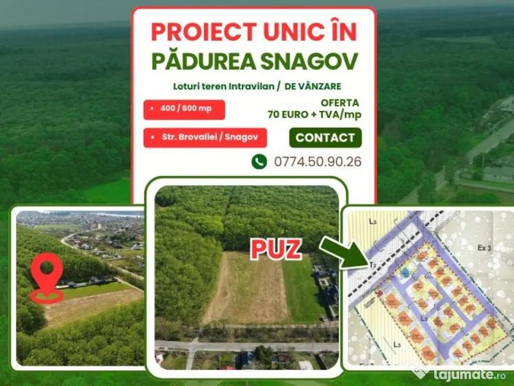 Exclusivitate-proiect unic in Padurea Snagov! Loturi teren 400-600 mp. - 2